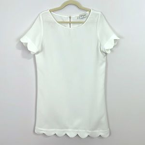 White Scalloped Hem Dress